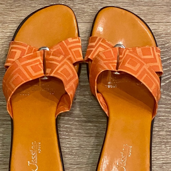 90’s Funky Orange Silver Buckle Slip On Platform Sandals, great condition. - Picture 4 of 7